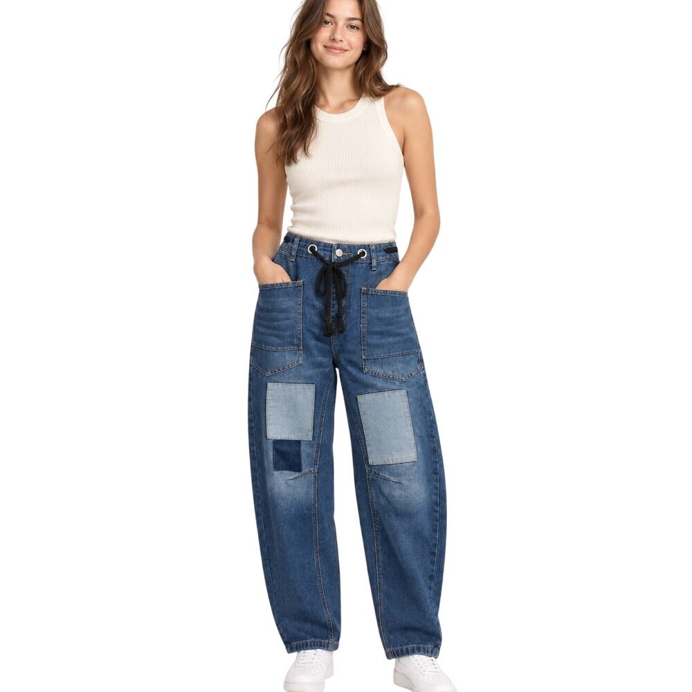 Patchwork Barrel Jeans